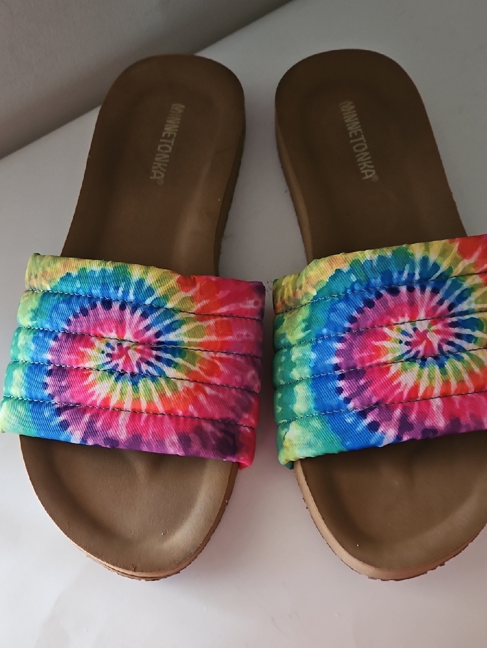 Minnetonka Heidi Tie Dye Slides Sz 10